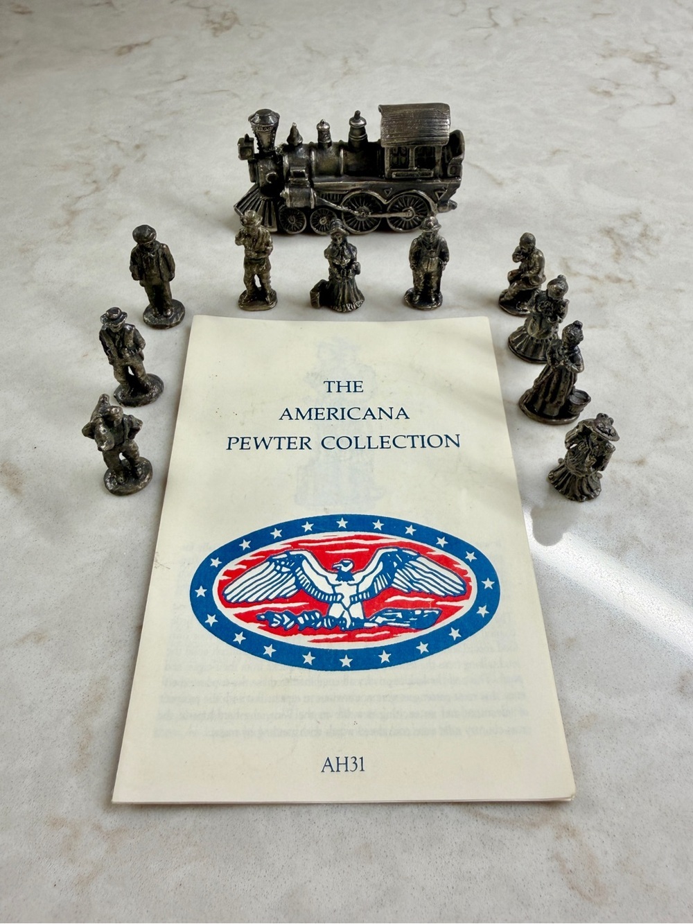 AMERICANA PEWTER COLLECTION, 11-PIECE MINIATURE PEWTER COLLECTION FROM 1993.